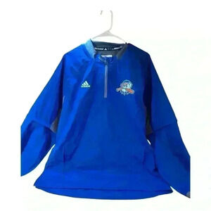 ADIDAS /HIT DOGS Mens Royal Blue Pullover Windbreaker Zip Off Sleeves Sz L